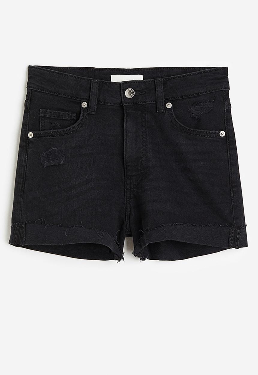 H&M - Slim regular denim shorts - nearly black