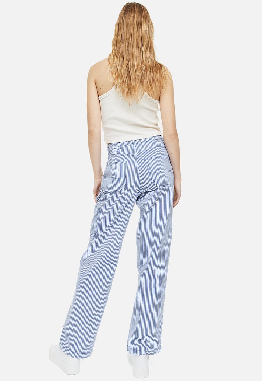 H&M - Twill cargo trousers - blue/striped