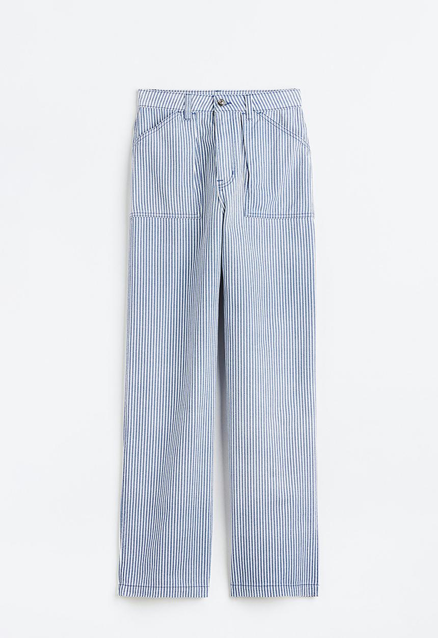 H&M - Twill cargo trousers - blue/striped