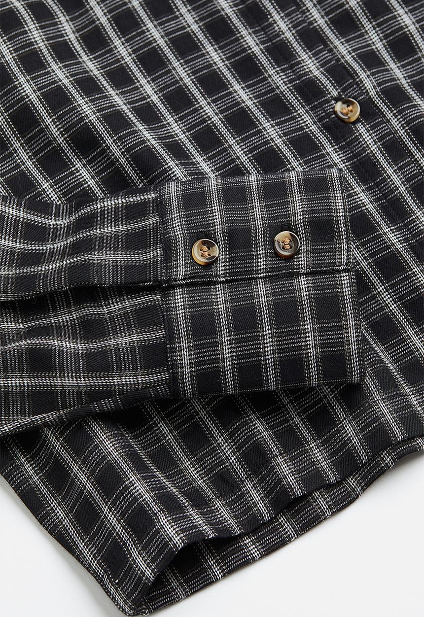 H&M - Cropped cotton shirt - black/checked