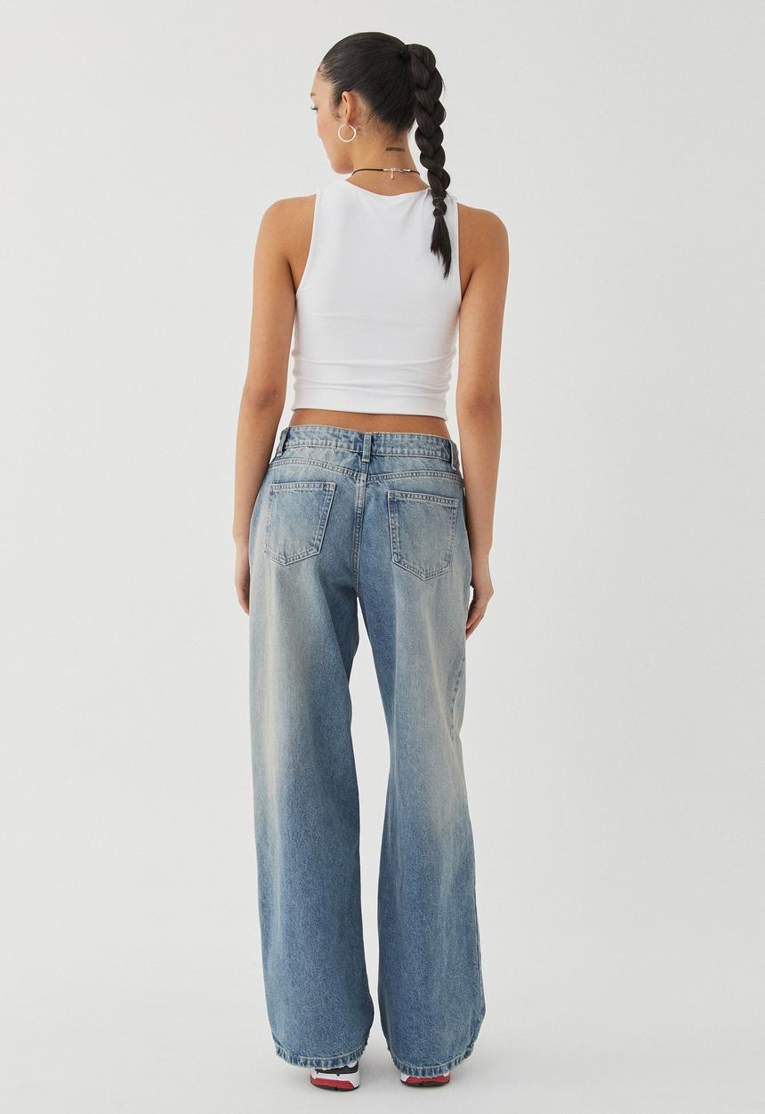 Supré  - Low rise wide jean - dirty blue 