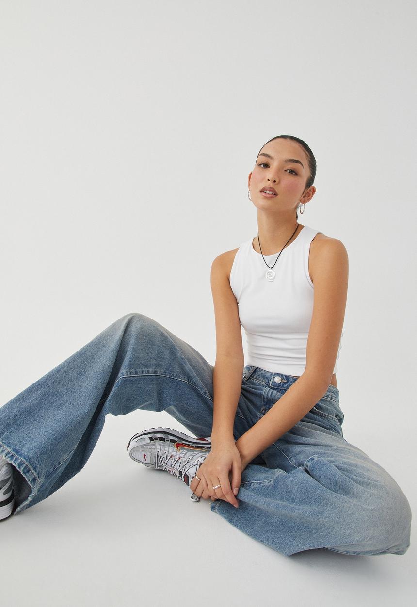 Supré  - Low rise wide jean - dirty blue 