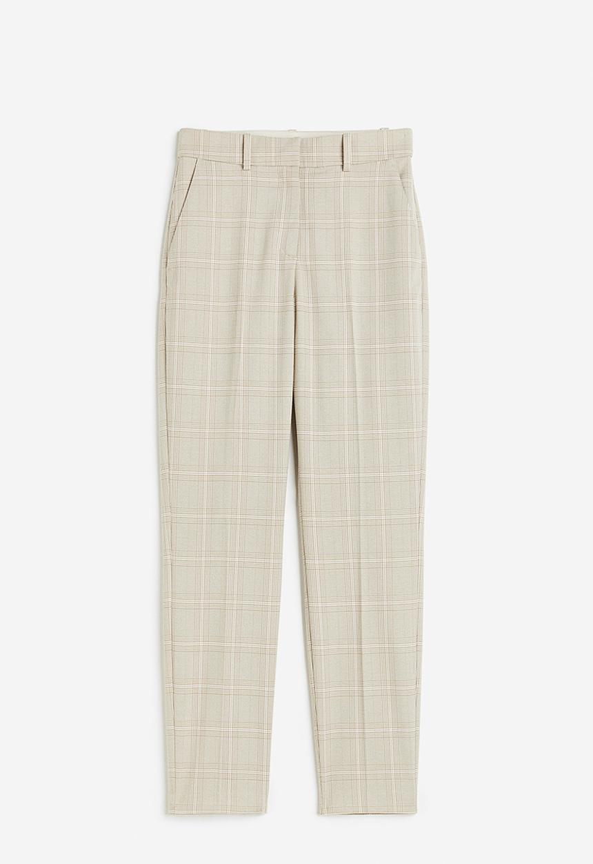 H&M - Cigarette trousers - light beige/checked
