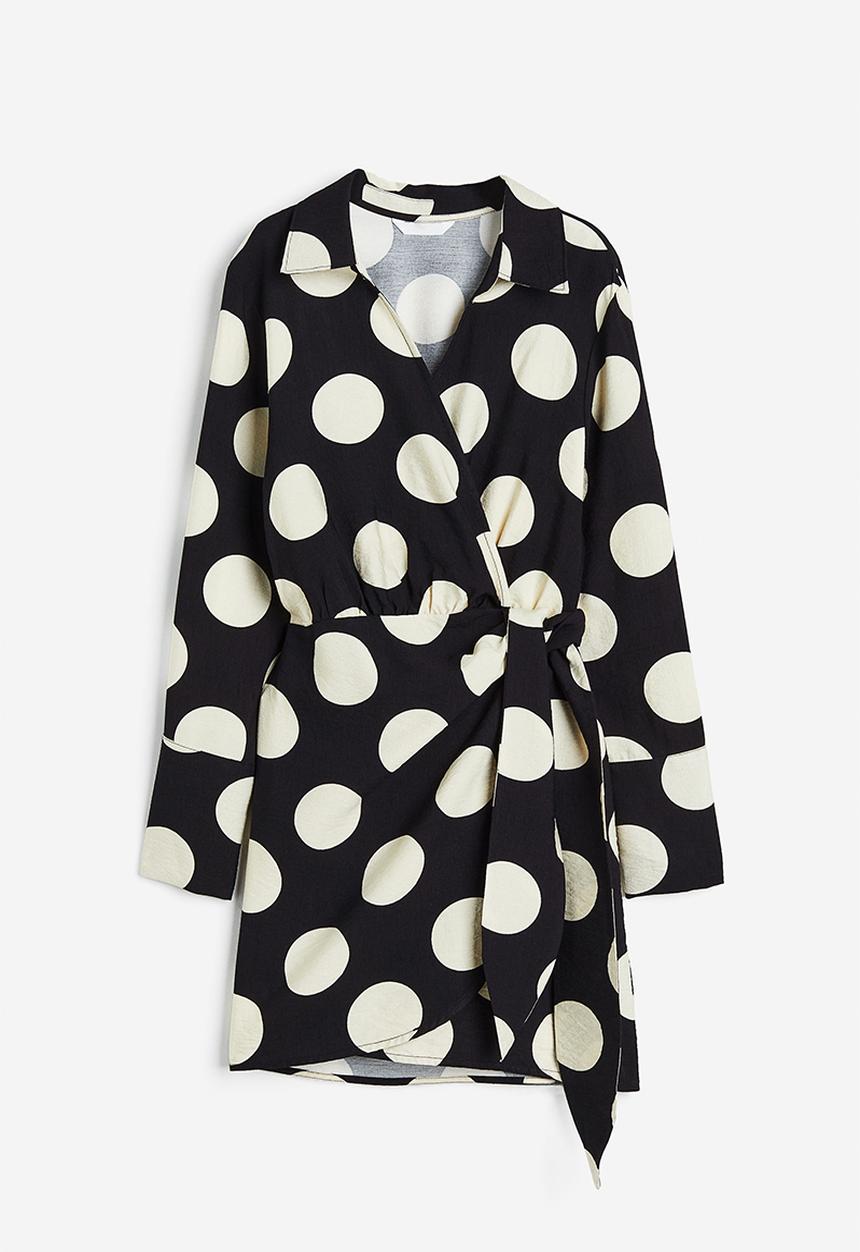 H&M - Wrap dress - black/spotted 