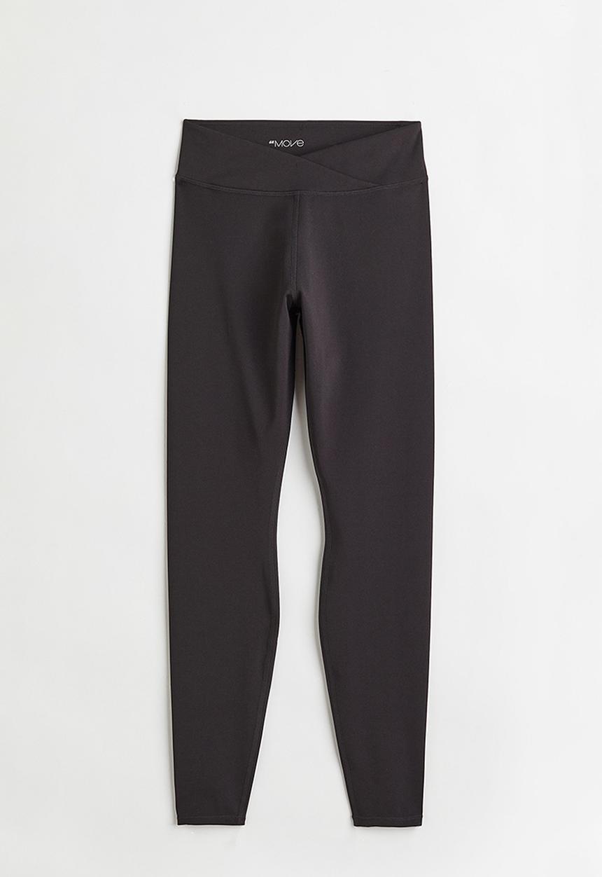 H&M - Wrapover-waist sports tights - black