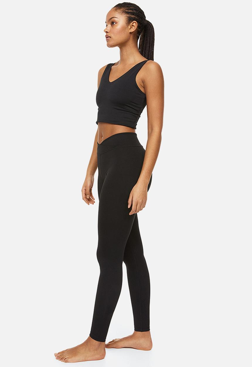 H&M - Wrapover-waist sports tights - black