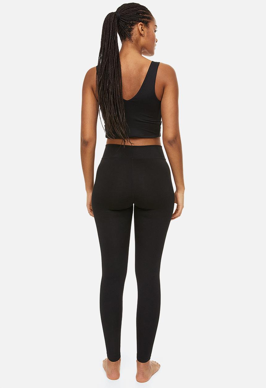 H&M - Wrapover-waist sports tights - black