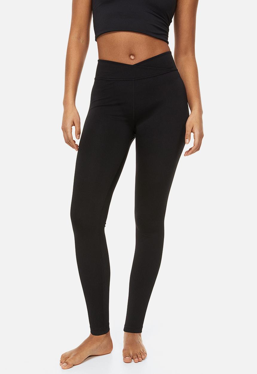 H&M - Wrapover-waist sports tights - black