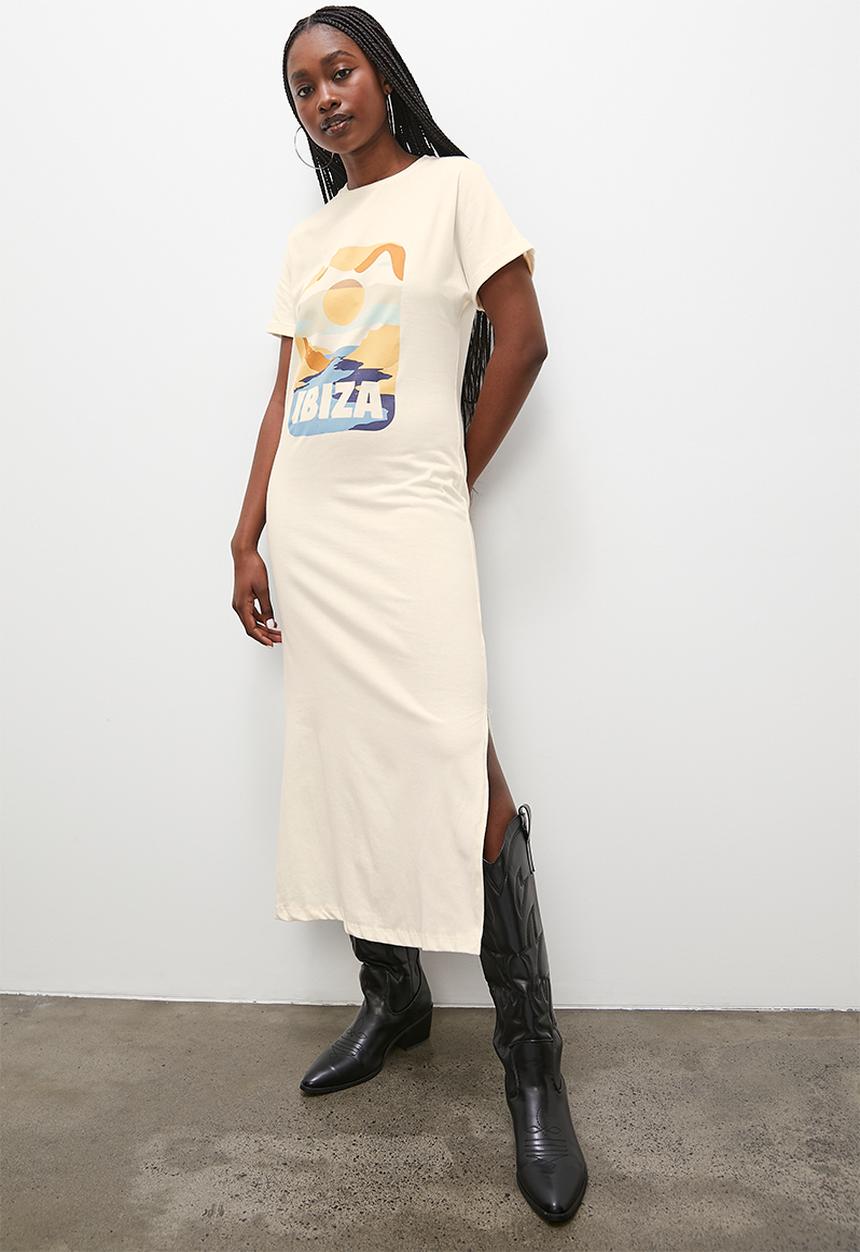 Superbalist - Graphic mini t-shirt dress - ecru