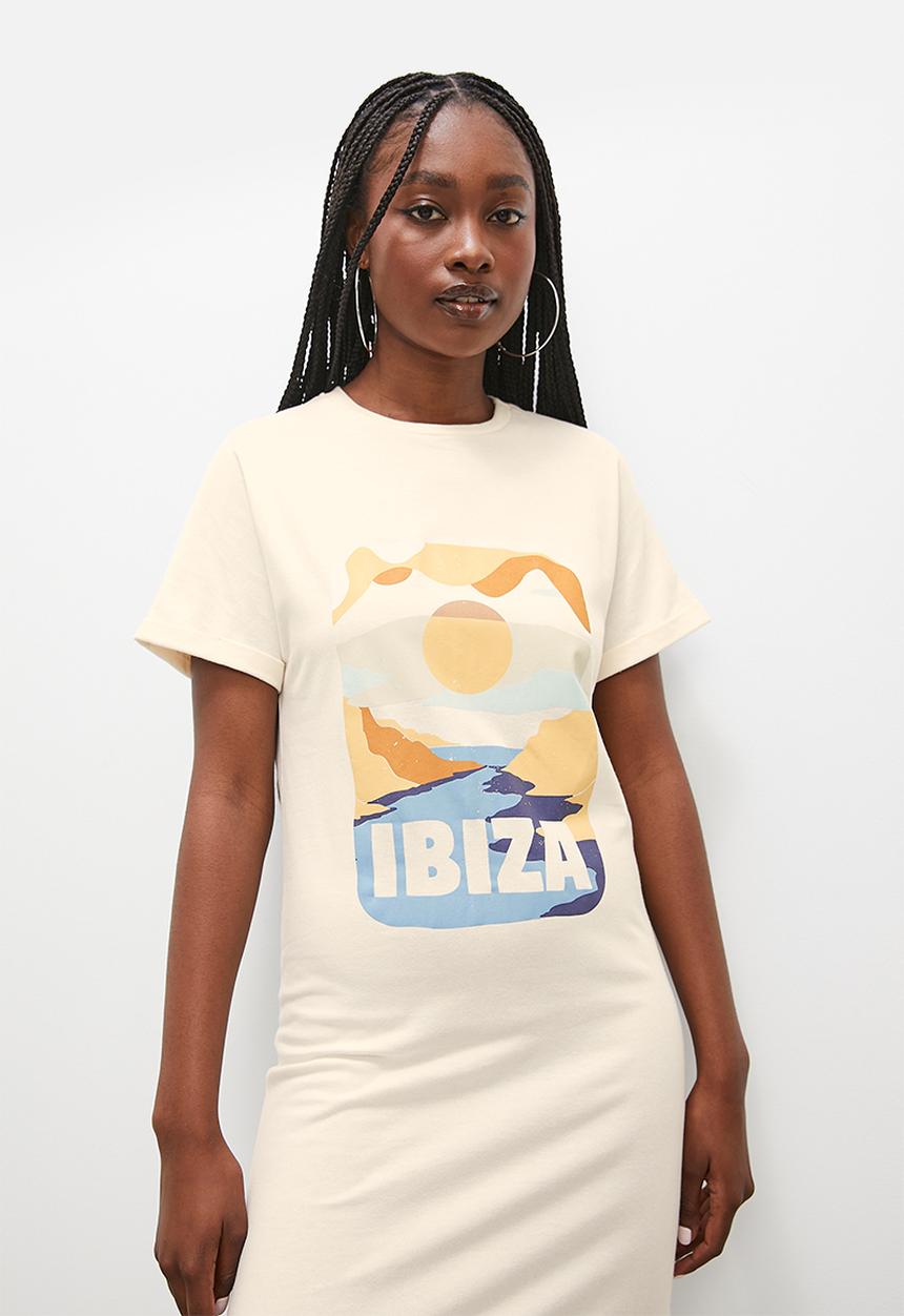 Superbalist - Graphic mini t-shirt dress - ecru
