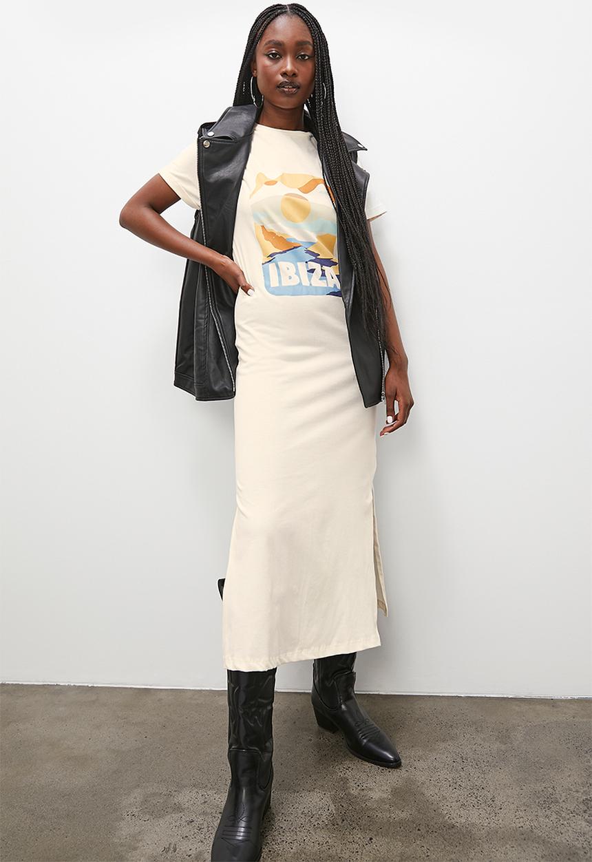 Superbalist - Graphic mini t-shirt dress - ecru