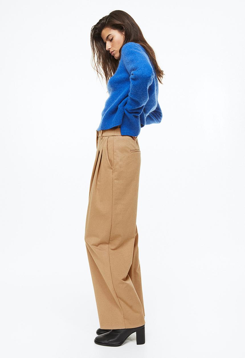 H&M - Wide tailored trousers - dark beige