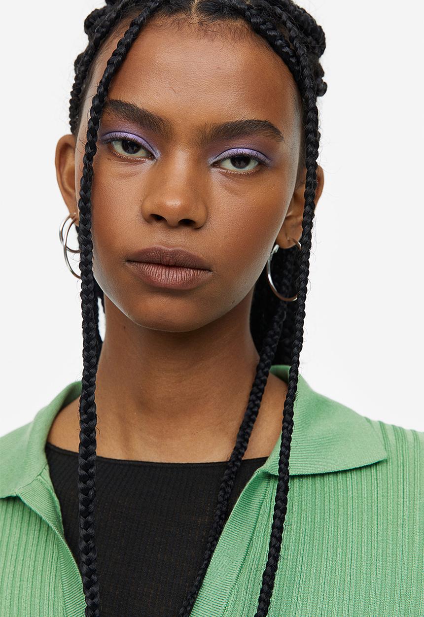 H&M - Collared rib-knit top - green