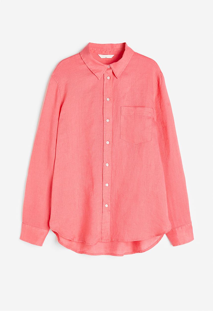H&M - Linen shirt - coral pink