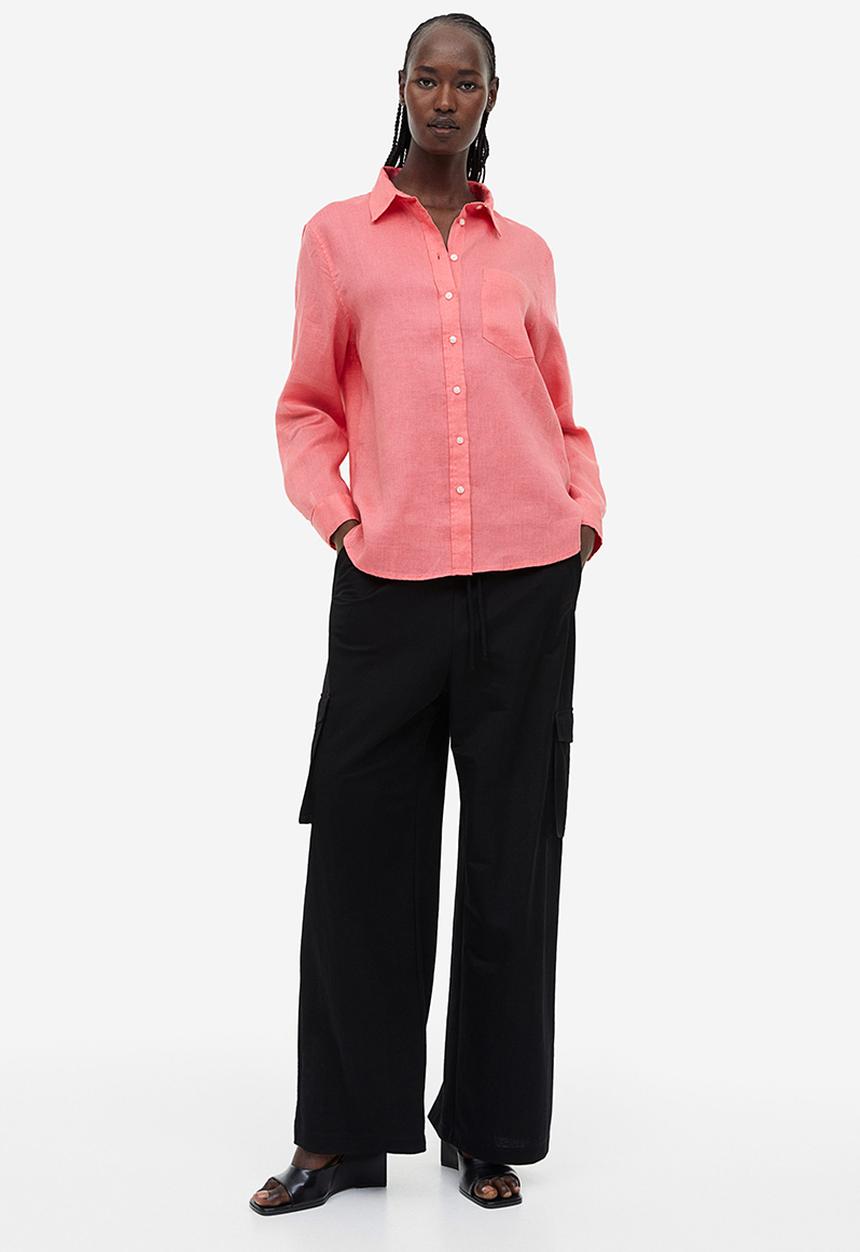 H&M - Linen shirt - coral pink