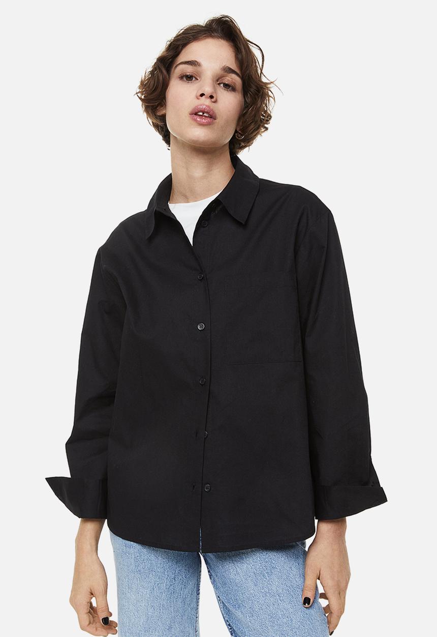 H&M - Cotton poplin shirt - black