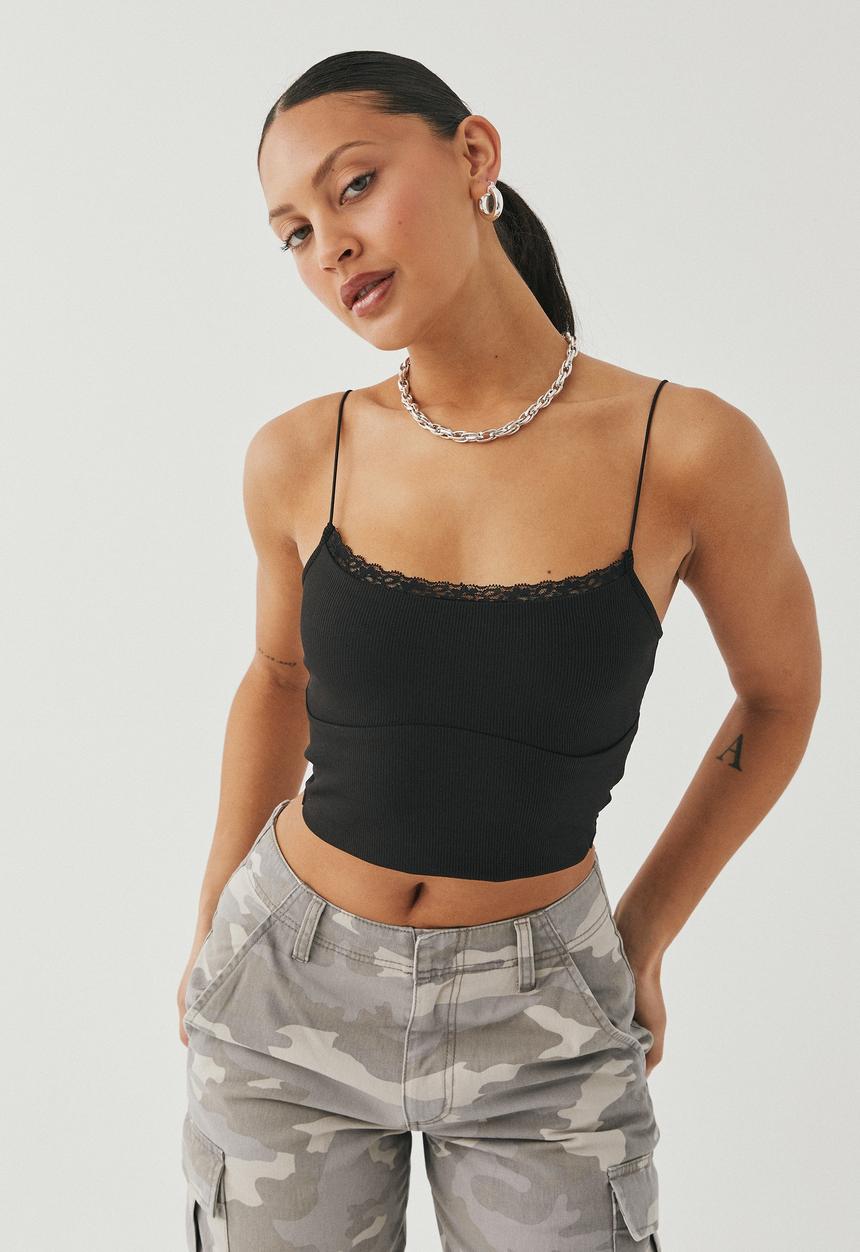 Supré  - Vivian lace trim cami - black 