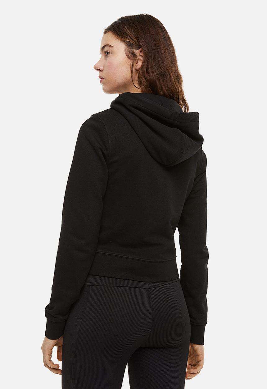 H&M - Fitted zip-through hoodie - black
