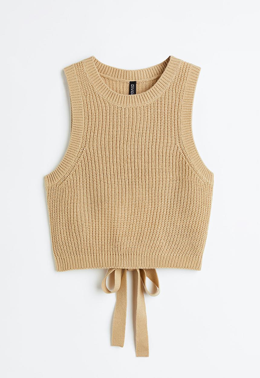 H&M - Tie-detail sweater vest - beige