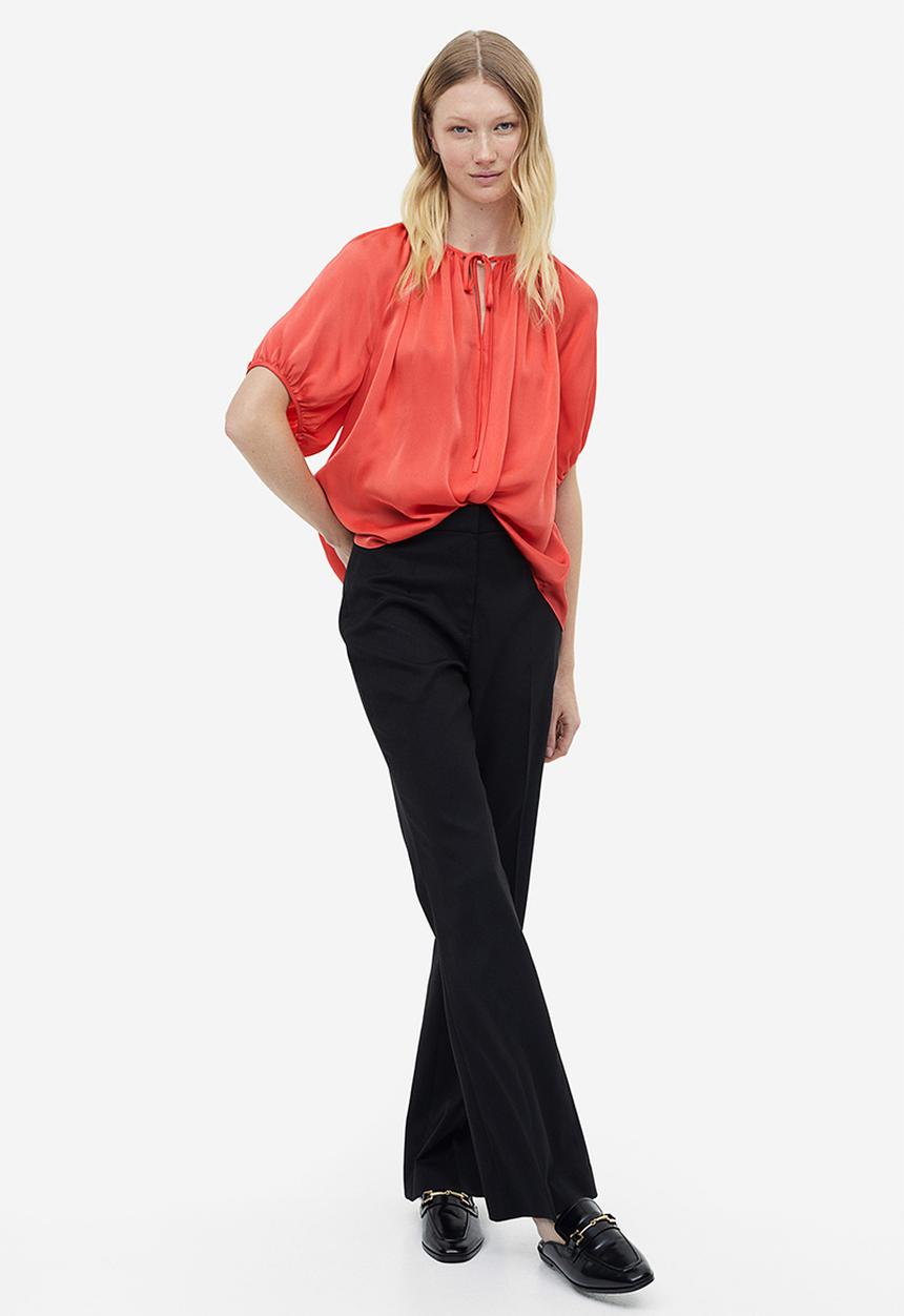 H&M - Oversized tie-top blouse - coral 