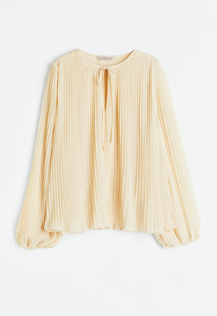 H&M - Pleated blouse - light beige