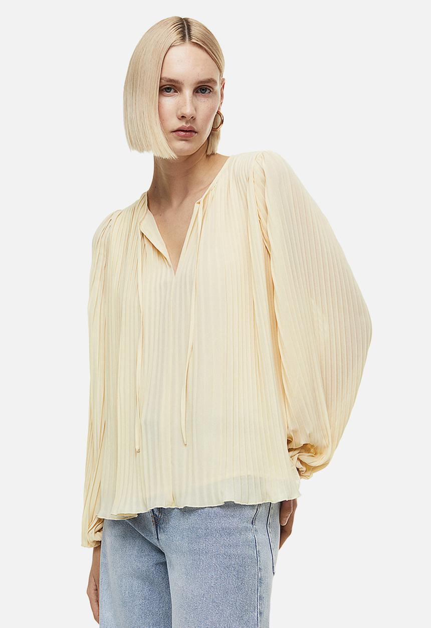 H&M - Pleated blouse - light beige