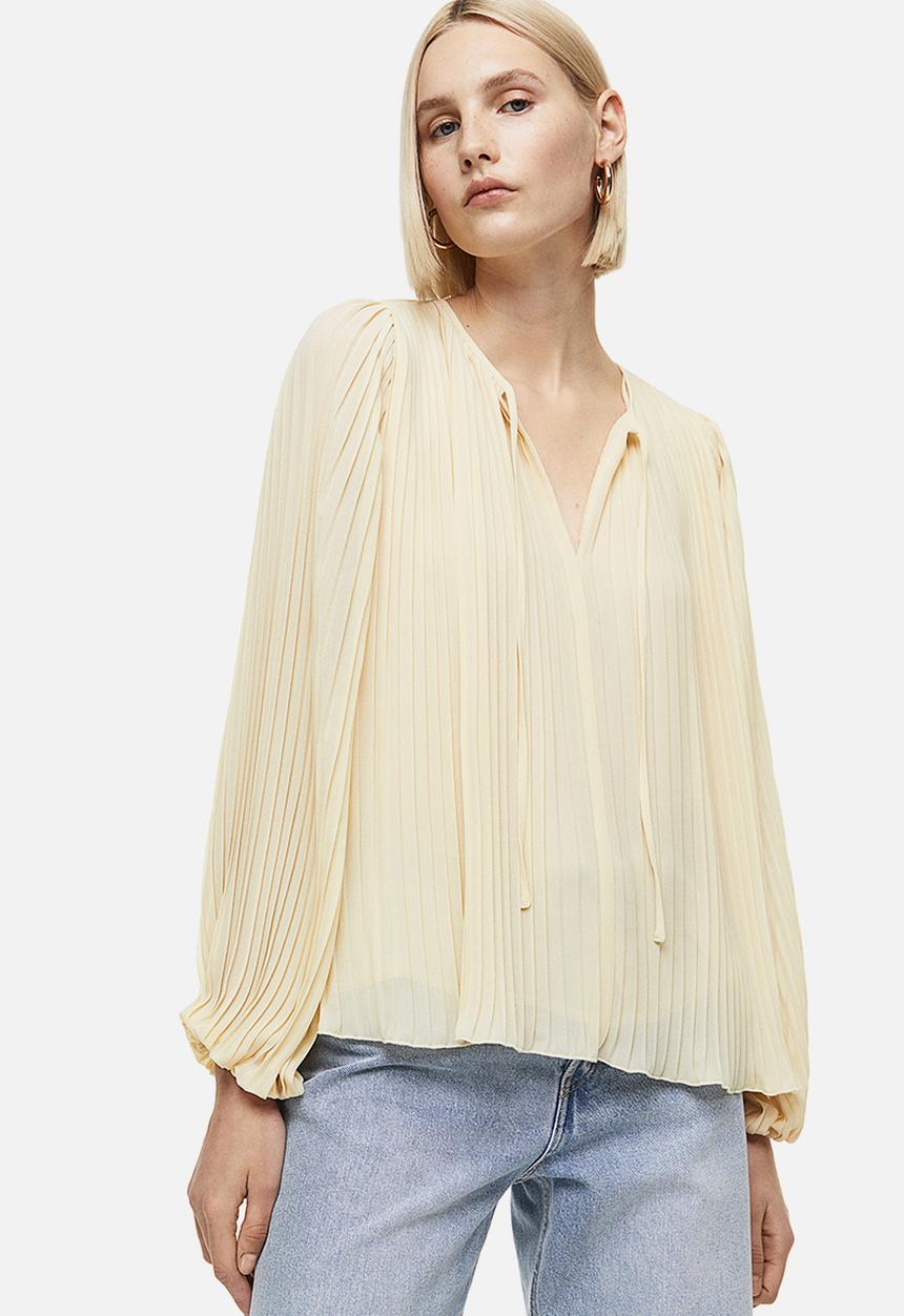 H&M - Pleated blouse - light beige
