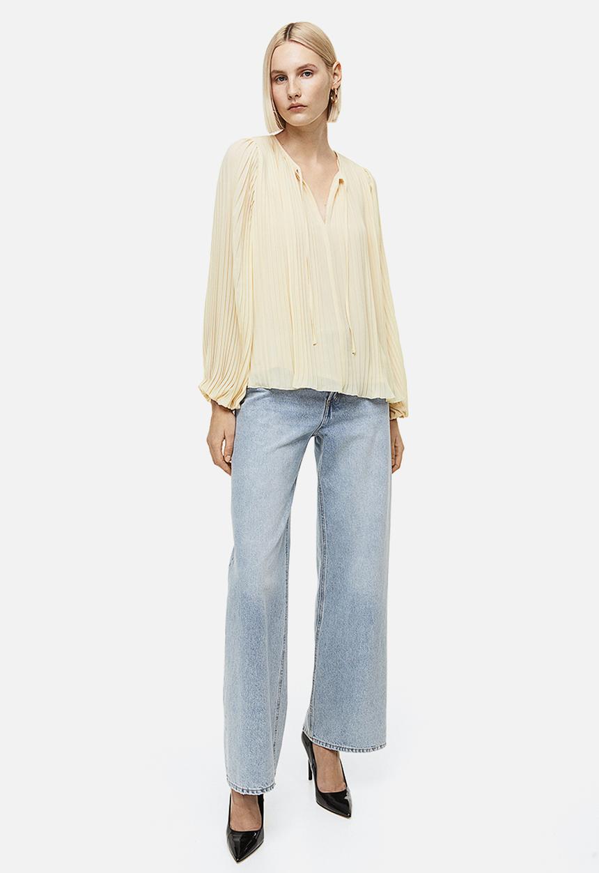 H&M - Pleated blouse - light beige