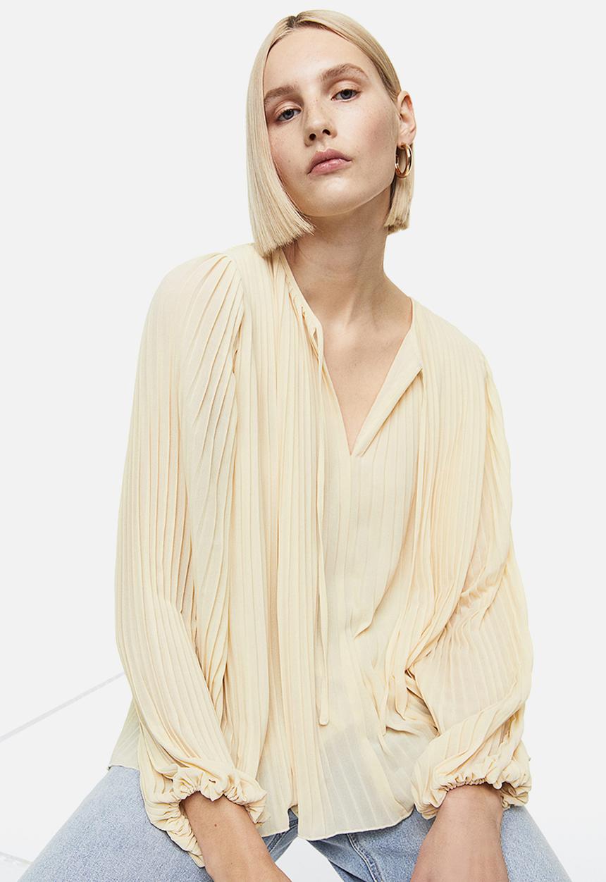 H&M - Pleated blouse - light beige