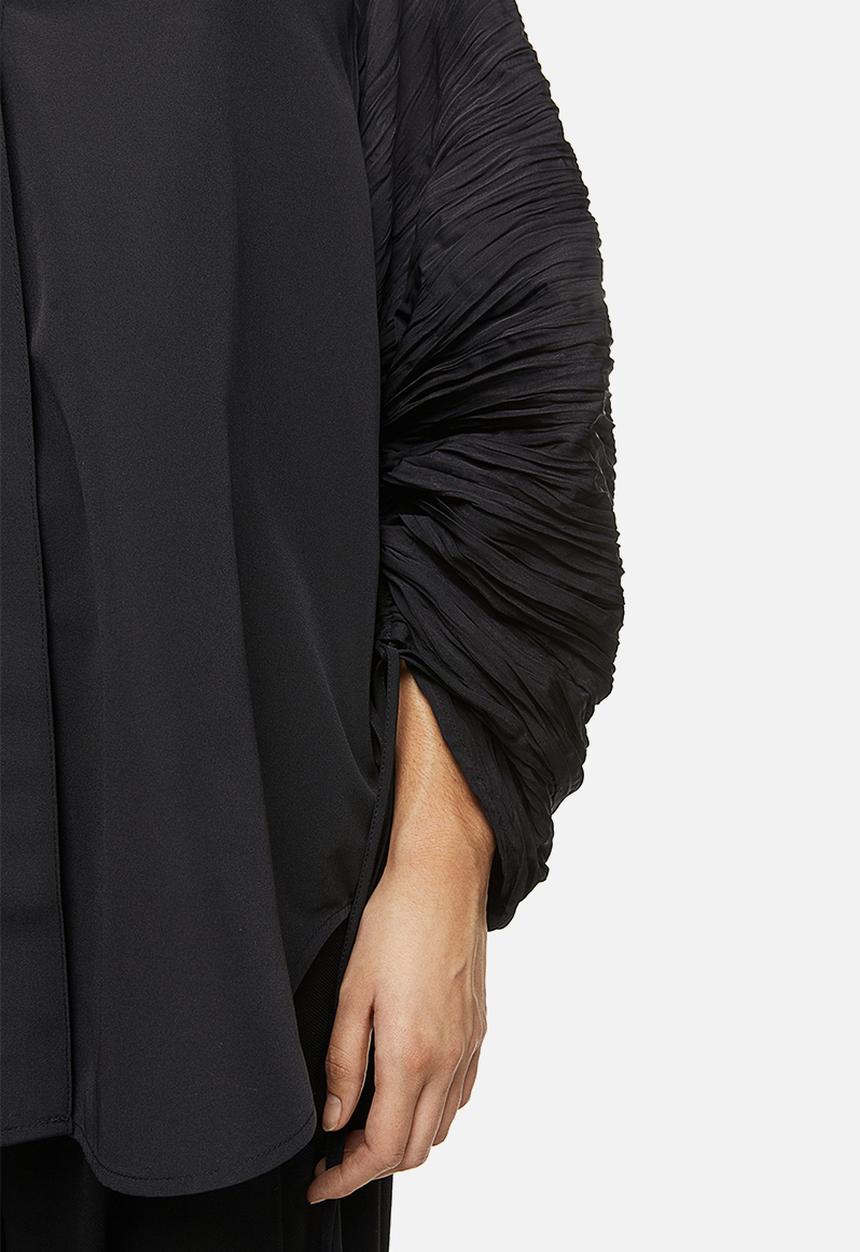 H&M - Oversized gathered-sleeve shirt - black