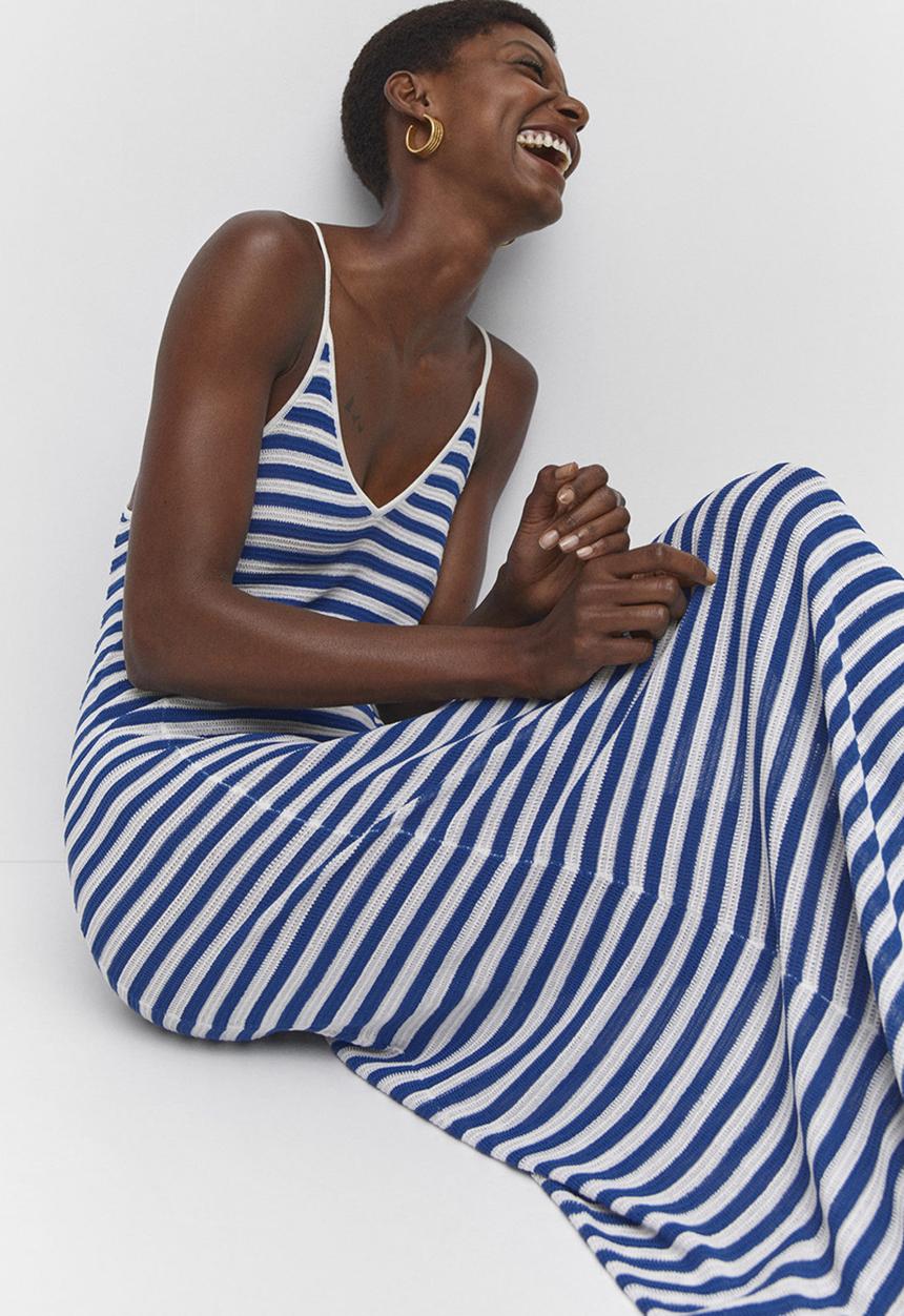 MANGO - Dress huge - blue stripe