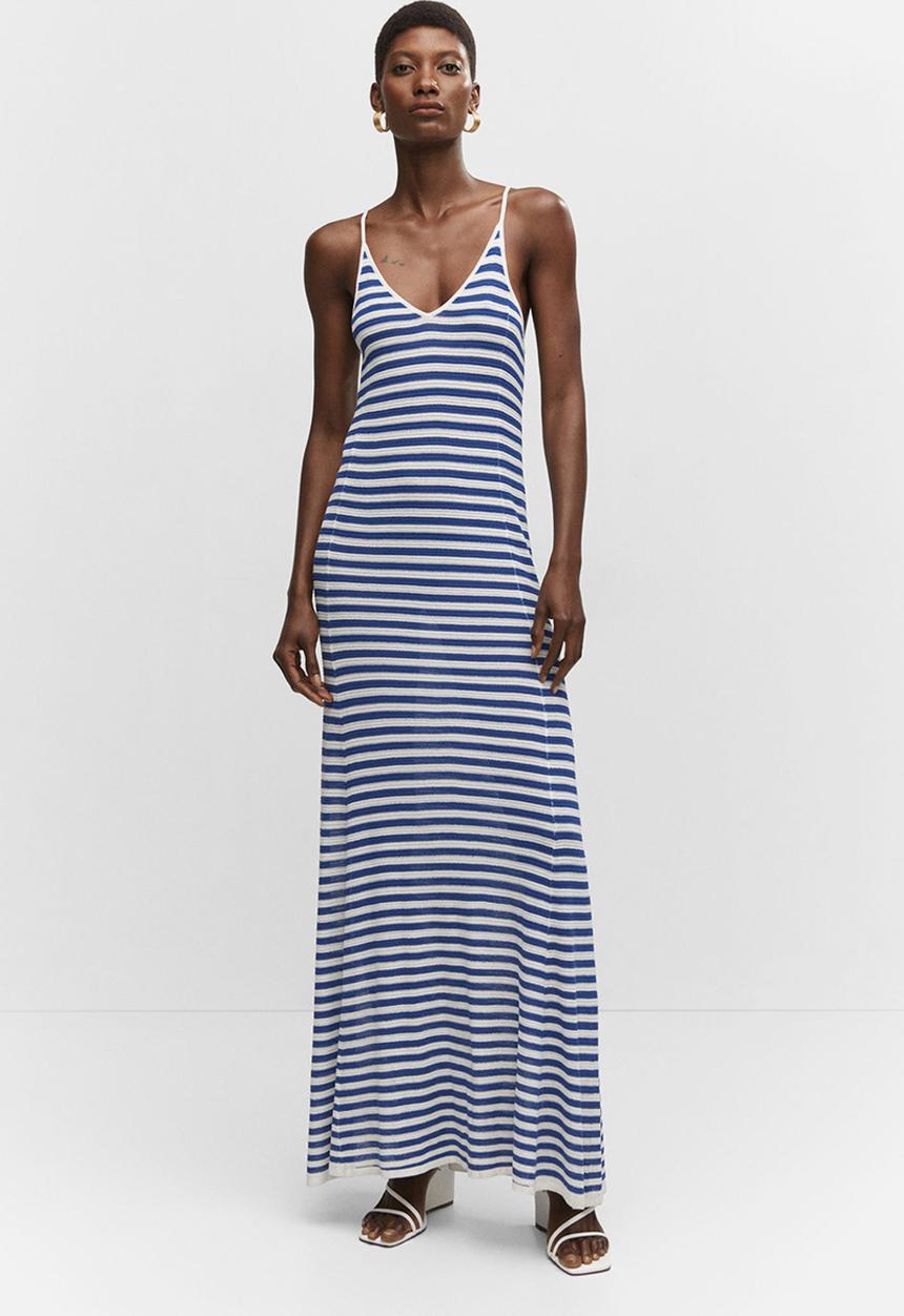 MANGO - Dress huge - blue stripe