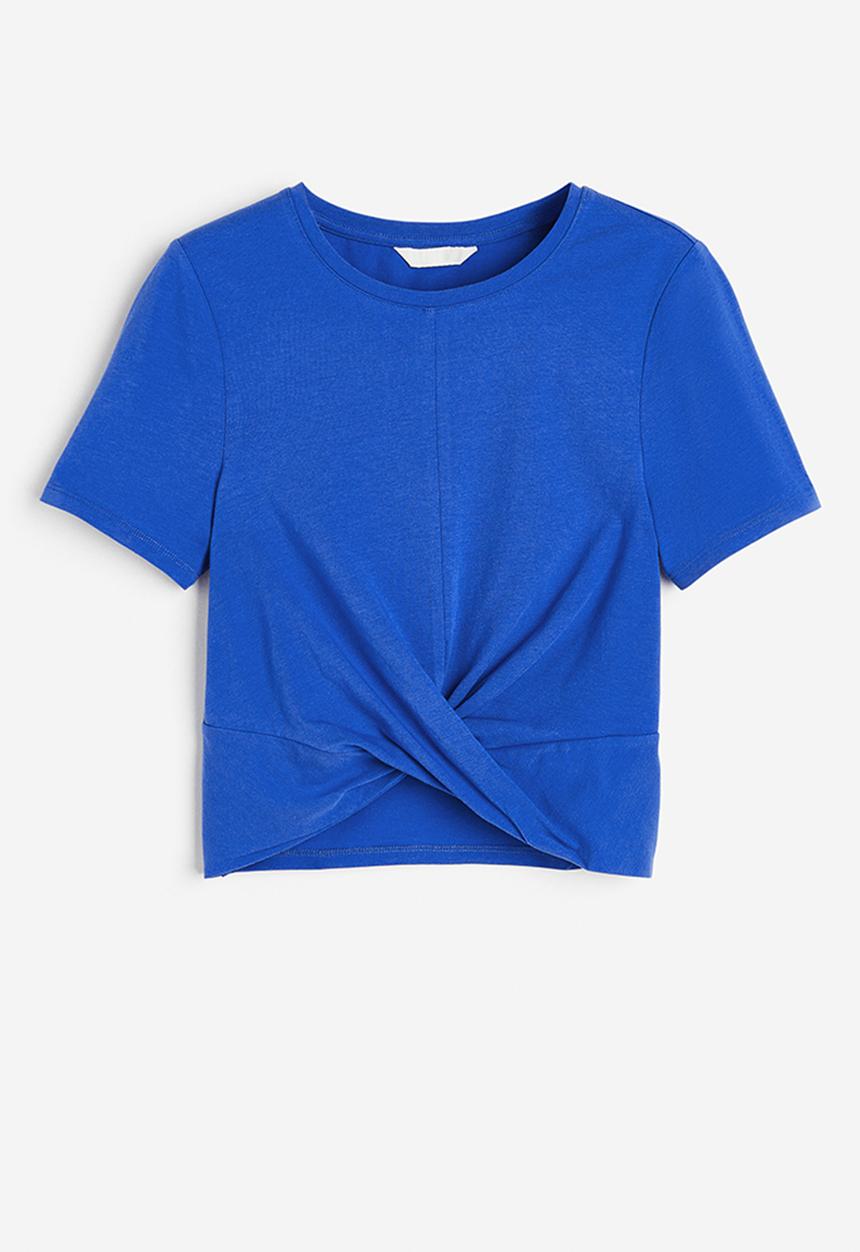 H&M - Wrap-detail jersey top - bright blue