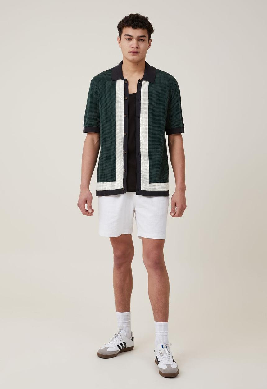 Cotton On - Pablo short sleeve shirt - green border