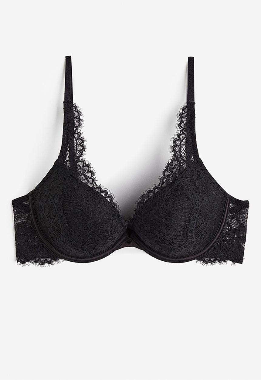 H&M - Lace super push-up bra - black