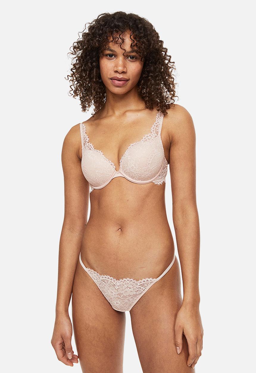 H&M - Lace super push-up bra - beige