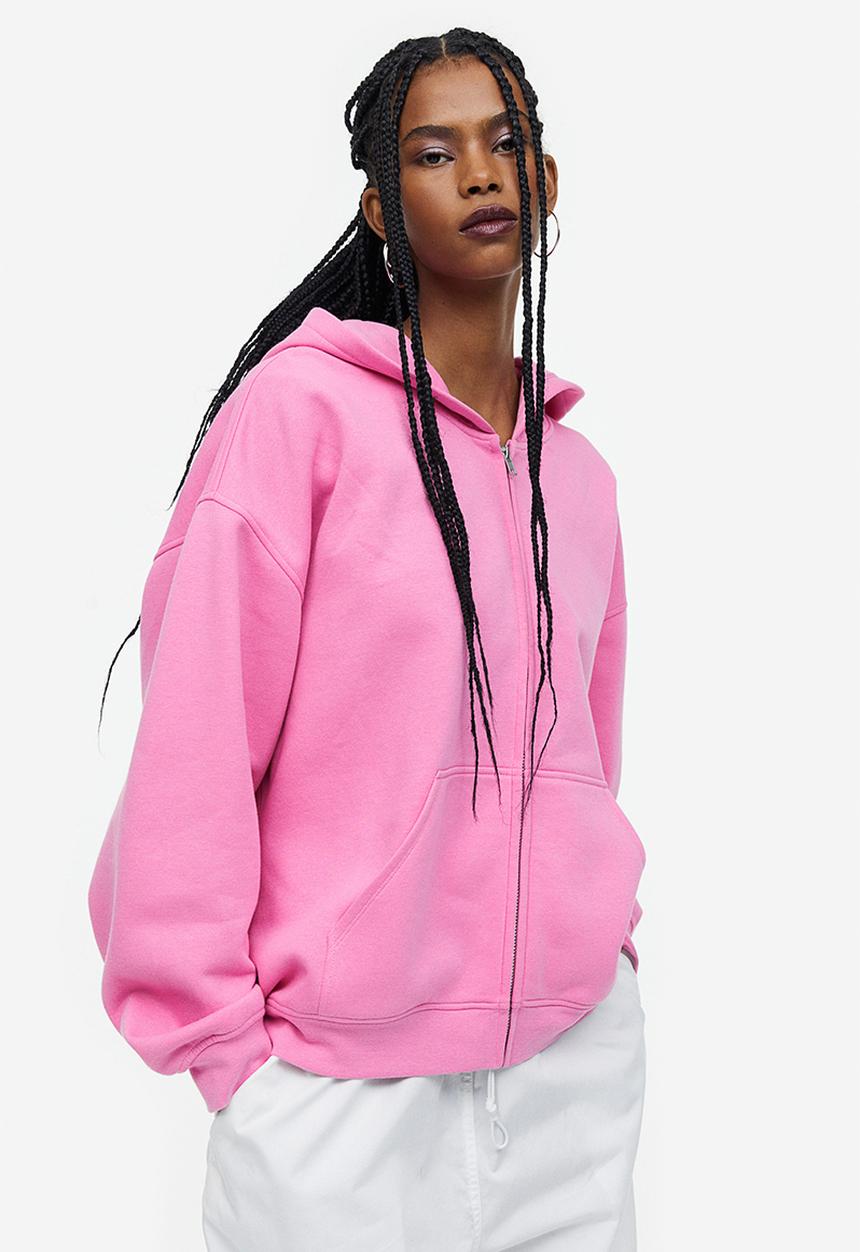 H&M - Oversized zip-through hoodie - pink