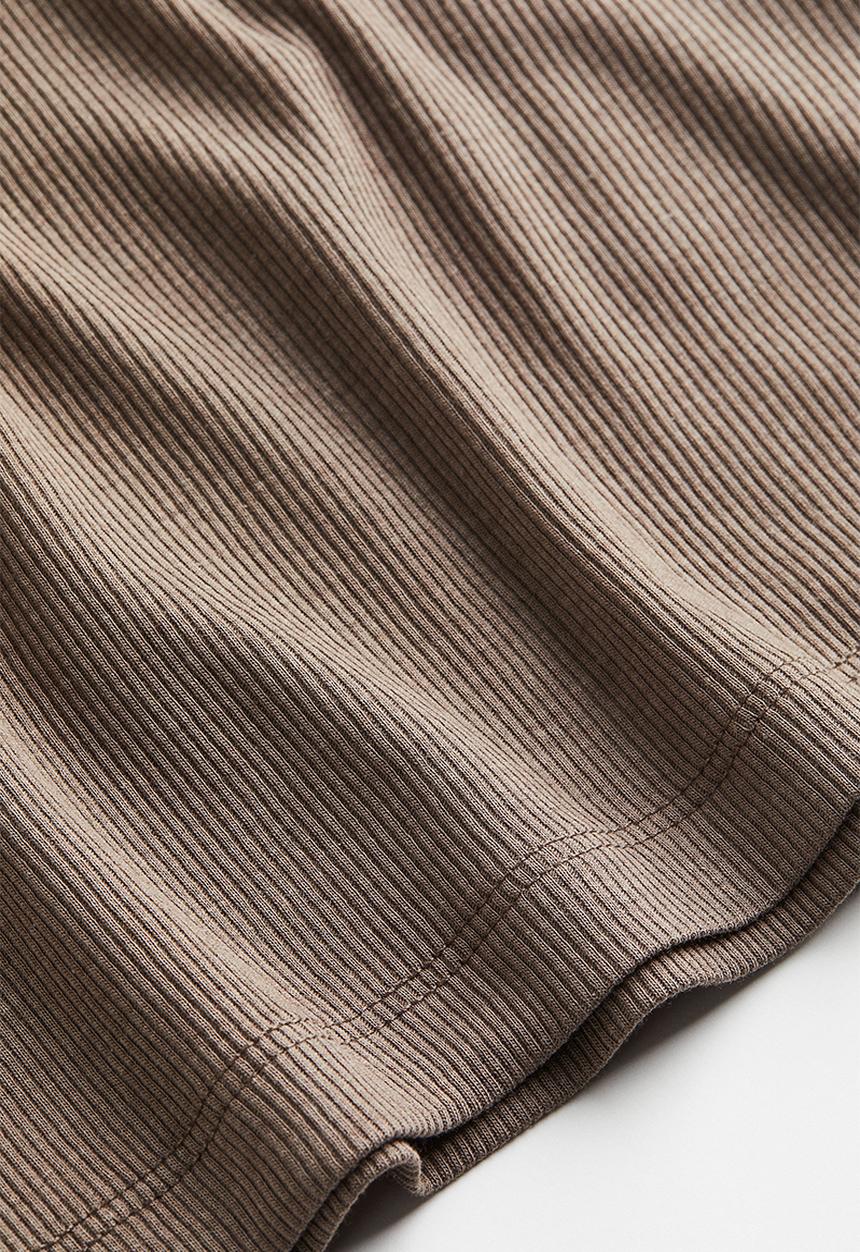 H&M - Ribbed modal-blend t-shirt - dark beige marl 