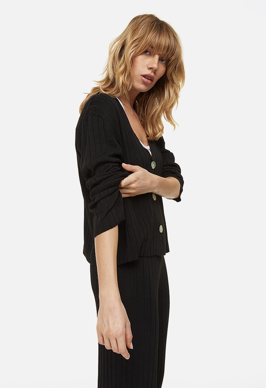 H&M - Rib-knit cardigan - black