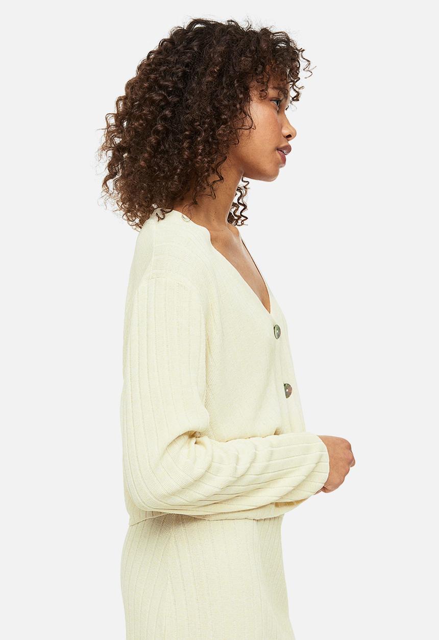 H&M - Rib-knit cardigan - light beige 