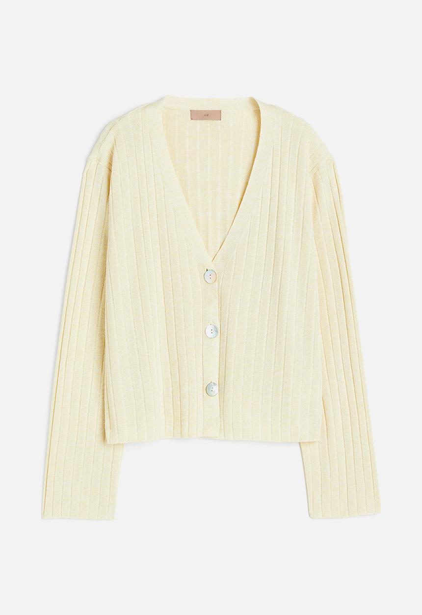 H&M - Rib-knit cardigan - light beige 