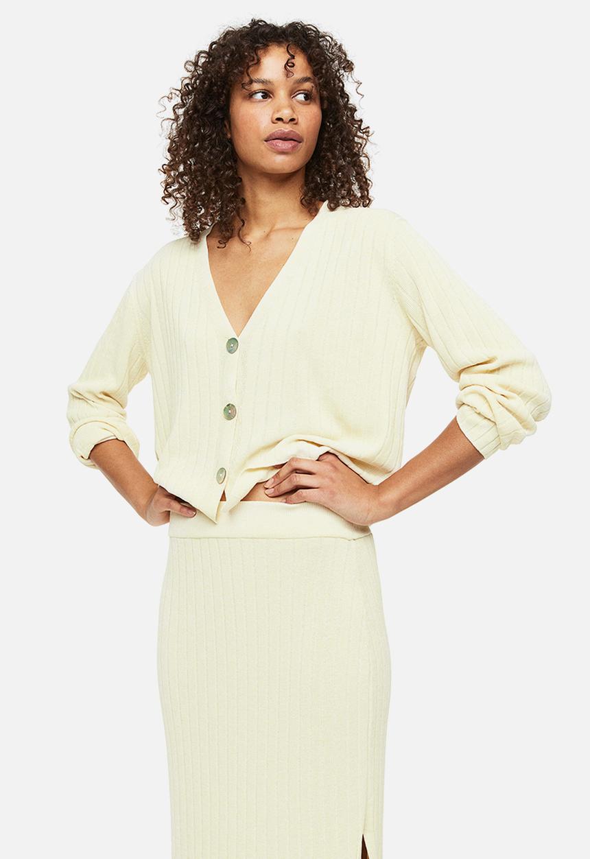 H&M - Rib-knit cardigan - light beige 