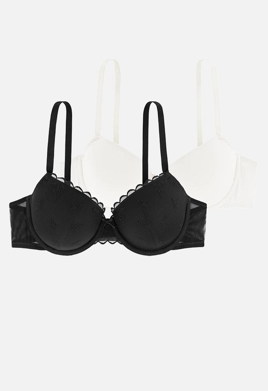DORINA - Elvera 2 pack light padded demi - black/ivory