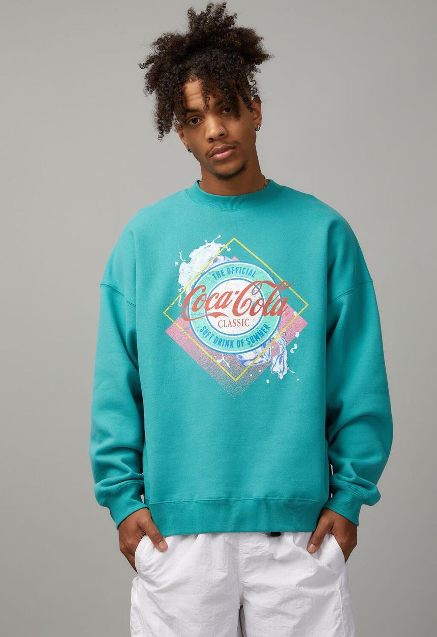 Factorie - Oversized coca cola crew - lcn coktTeal / coca cola splash