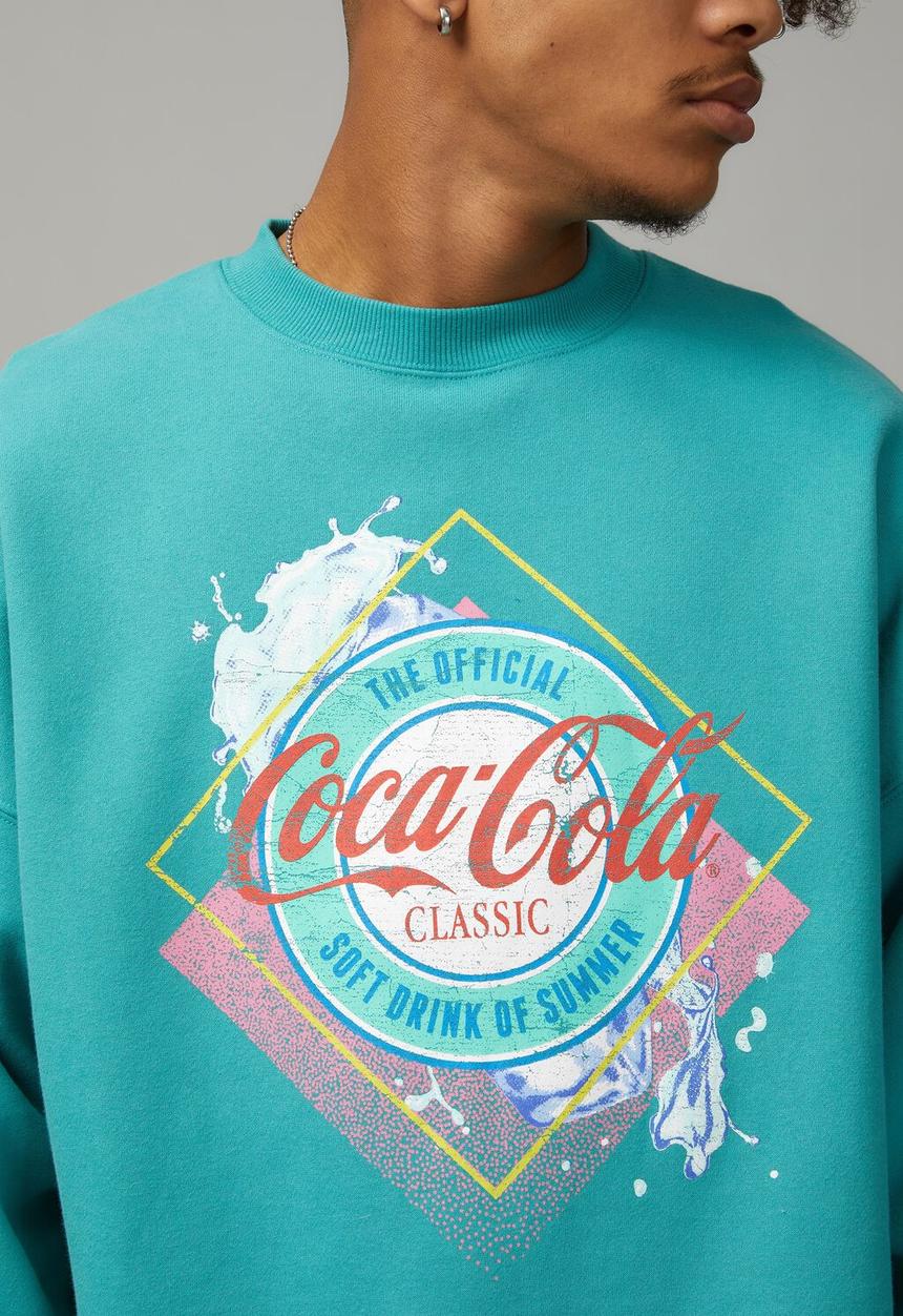 Factorie - Oversized coca cola crew - lcn coktTeal / coca cola splash