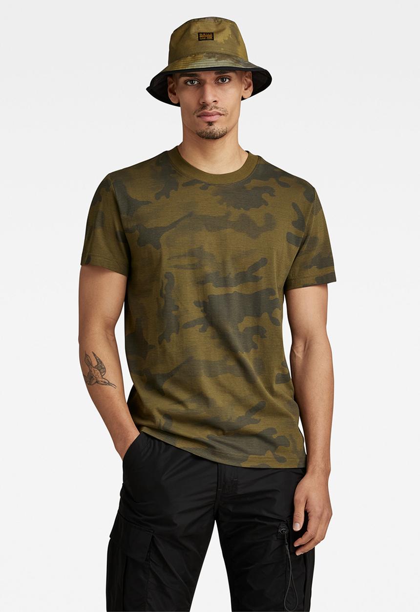 G-STAR - Line camo ao r t compact jersey o ao - dark olive line camo