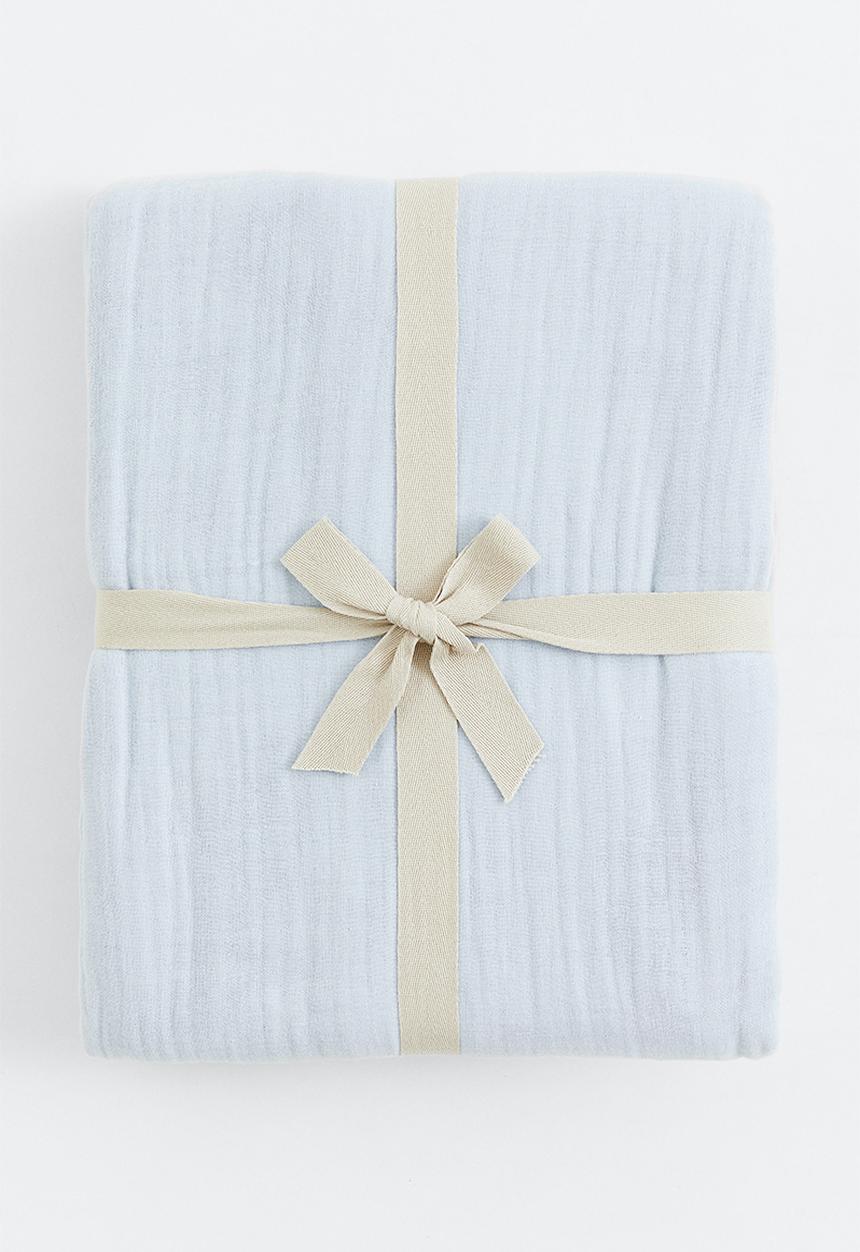 H&M - Muslin double/king duvet cover set - light blue 