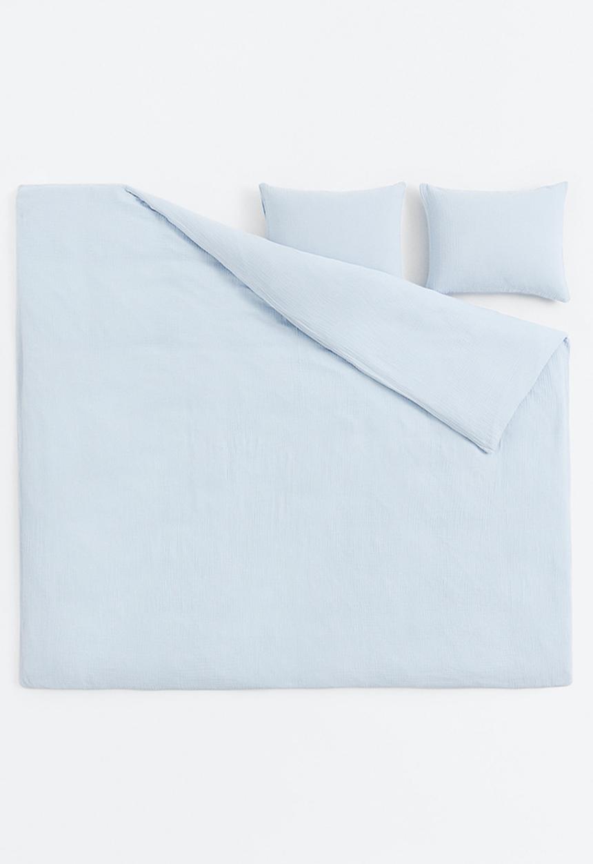 H&M - Muslin double/king duvet cover set - light blue 
