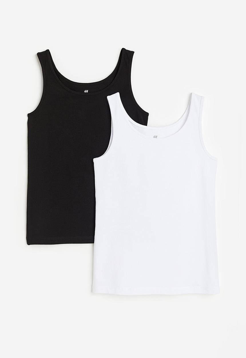 H&M - 2-pack vest tops - white/black