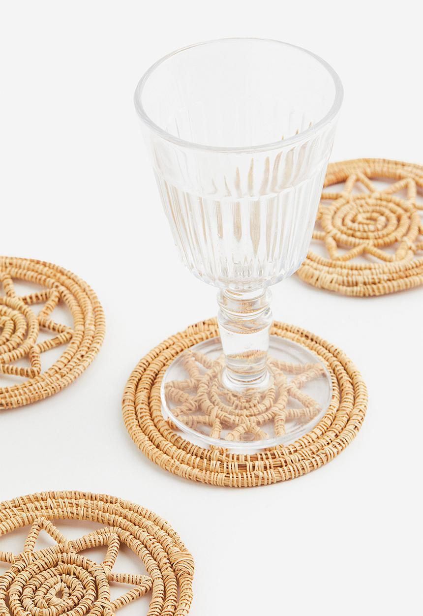H&M - 4-pack straw coasters - beige